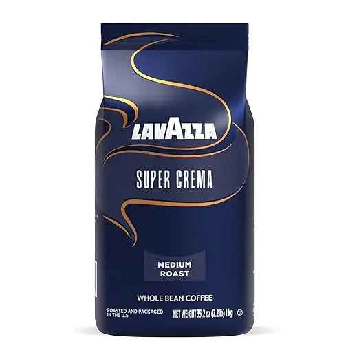 Lavazza Super Crema Whole Bean Coffee 2.2 lb – Authentic Italian Espresso Blend, Medium Roast, Smooth &amp; Aromatic Flavor