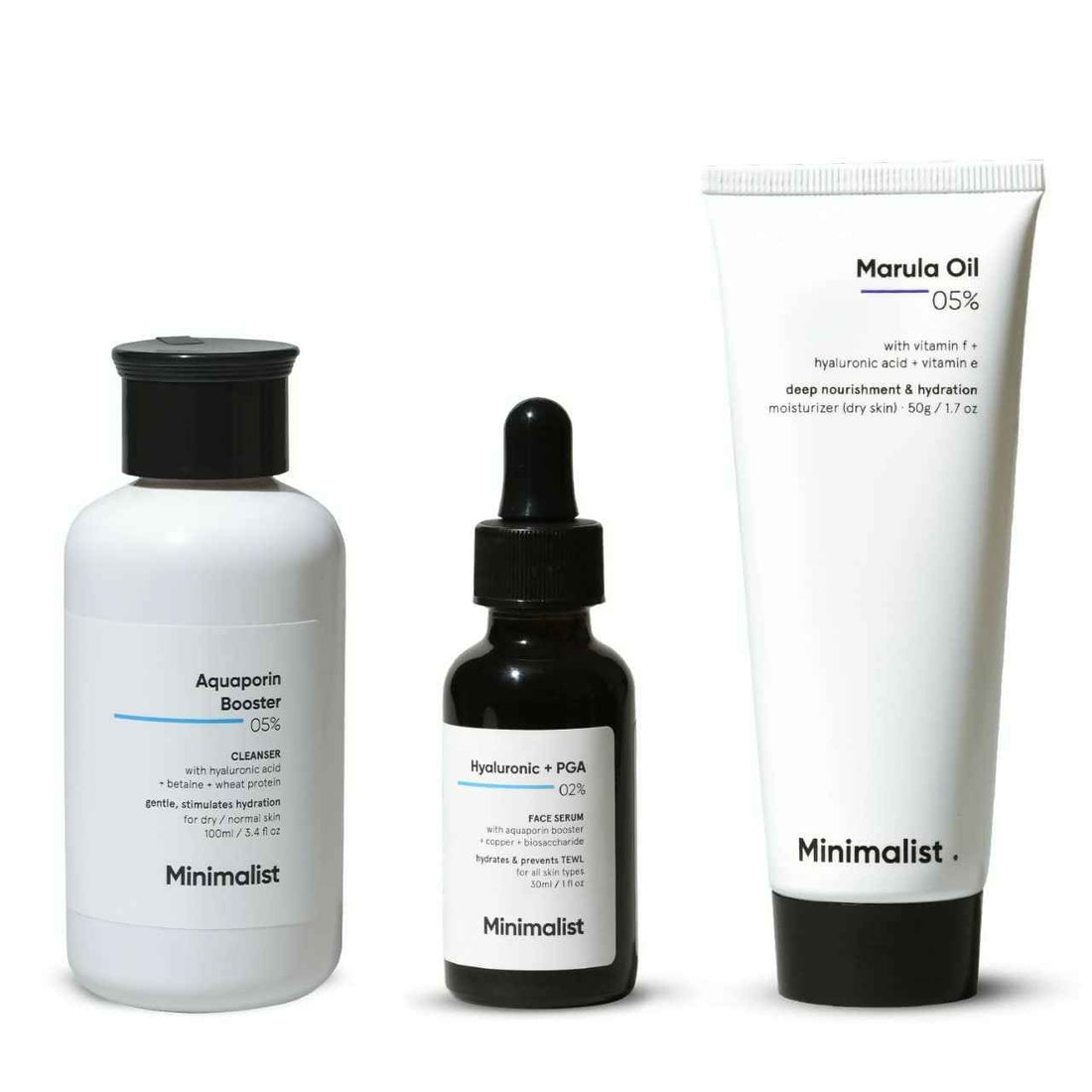 Minimalist Dry Skincare Kit - Face Wash, Moisturizer &amp; Serum