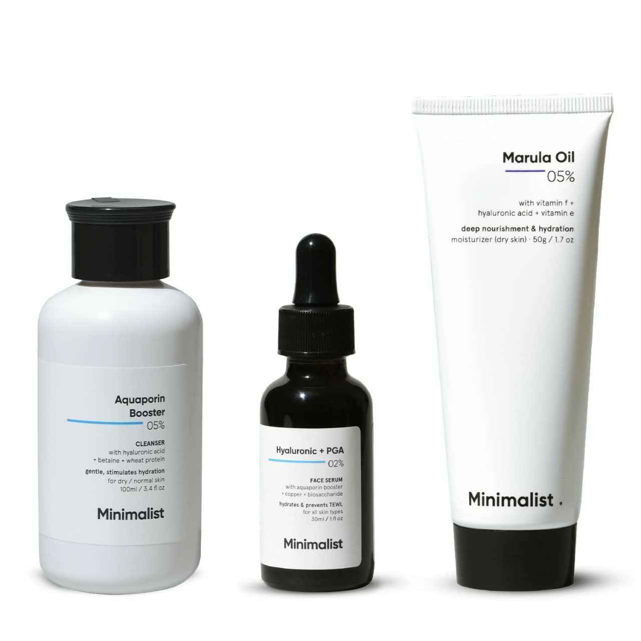 Minimalist Dry Skincare Kit - Face Wash, Moisturizer &amp; Serum