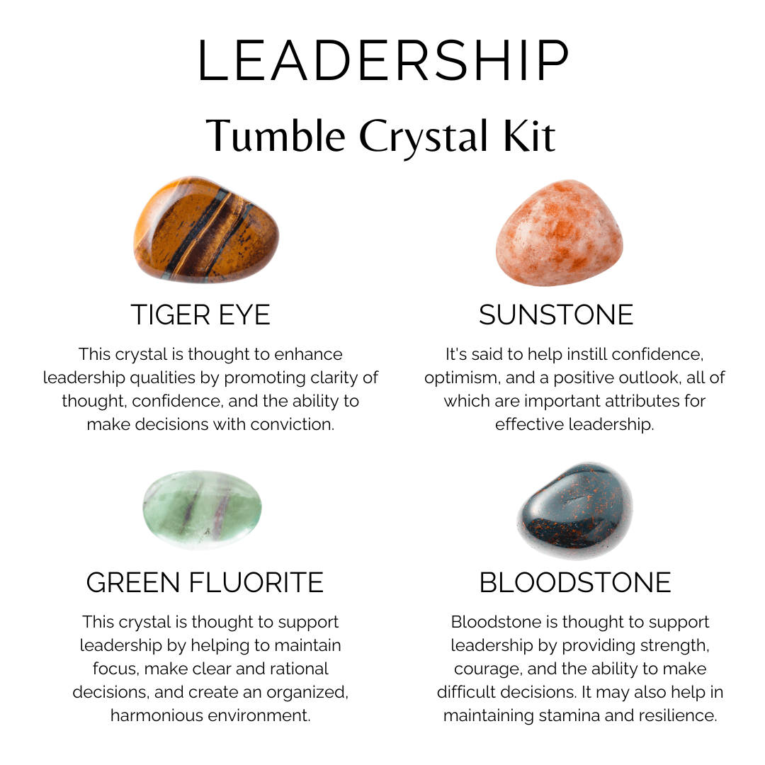 Inspire LEADERSHIP Crystal Kit, Gemstone Tumble Kit, Leadership Crystal Gift Set  DestGlow