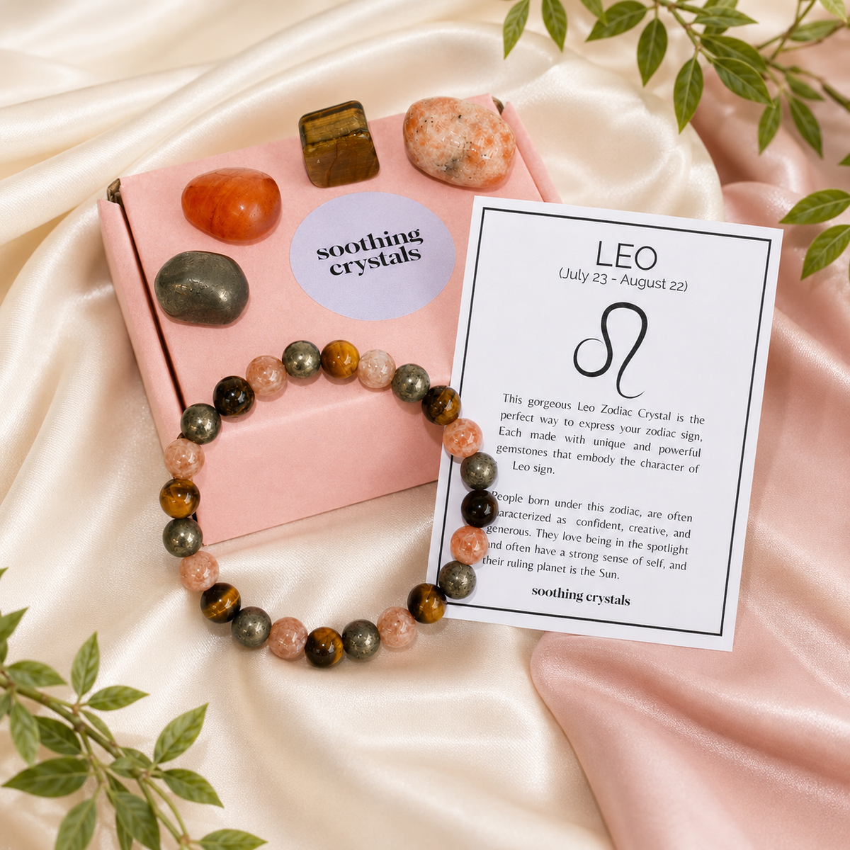 LEO Zodiac Crystal Kit, Leo Birthstones Tumbled Stones Set, Leo Stones Gifts  DestGlow