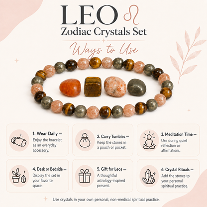 LEO Zodiac Crystal Kit, Leo Birthstones Tumbled Stones Set, Leo Stones Gifts  DestGlow