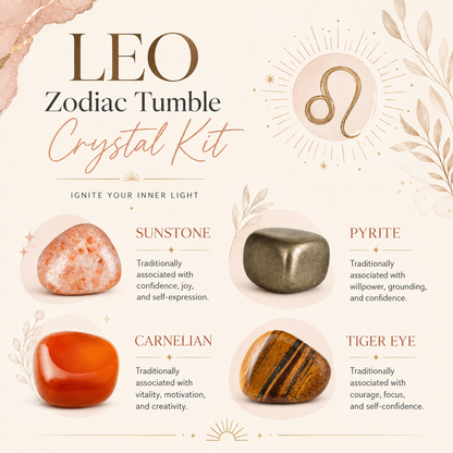 LEO Zodiac Crystal Kit, Leo Birthstones Tumbled Stones Set, Leo Stones Gifts  DestGlow