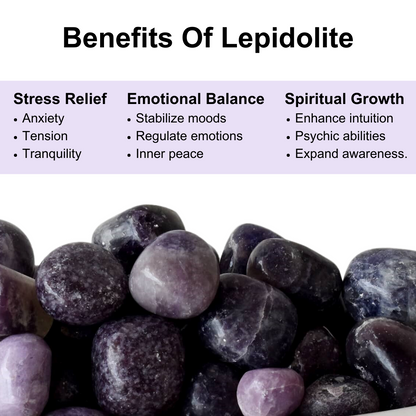Lepidolite Tumbled Crystals (Emotional Understanding and Generosity)  DestGlow