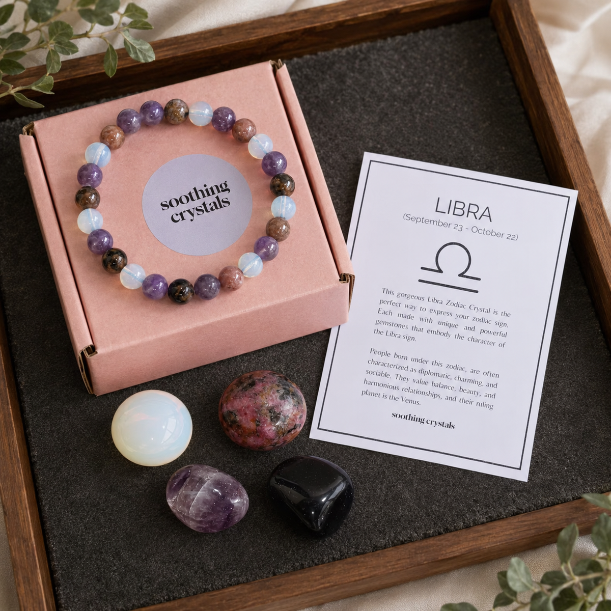 LIBRA Zodiac Crystal Kit, Libra Birthstones Tumbled Stones Set, Libra Gifts  DestGlow