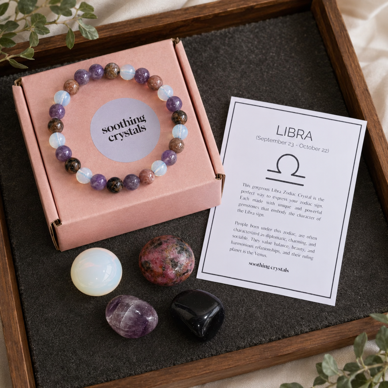 LIBRA Zodiac Crystal Kit, Libra Birthstones Tumbled Stones Set, Libra Gifts  DestGlow