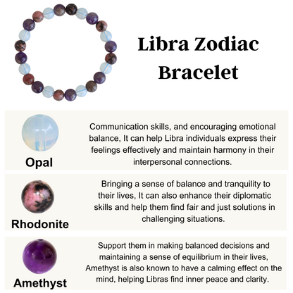 Libra Zodiac Crystal Bracelet, Libra Gifts  DestGlow