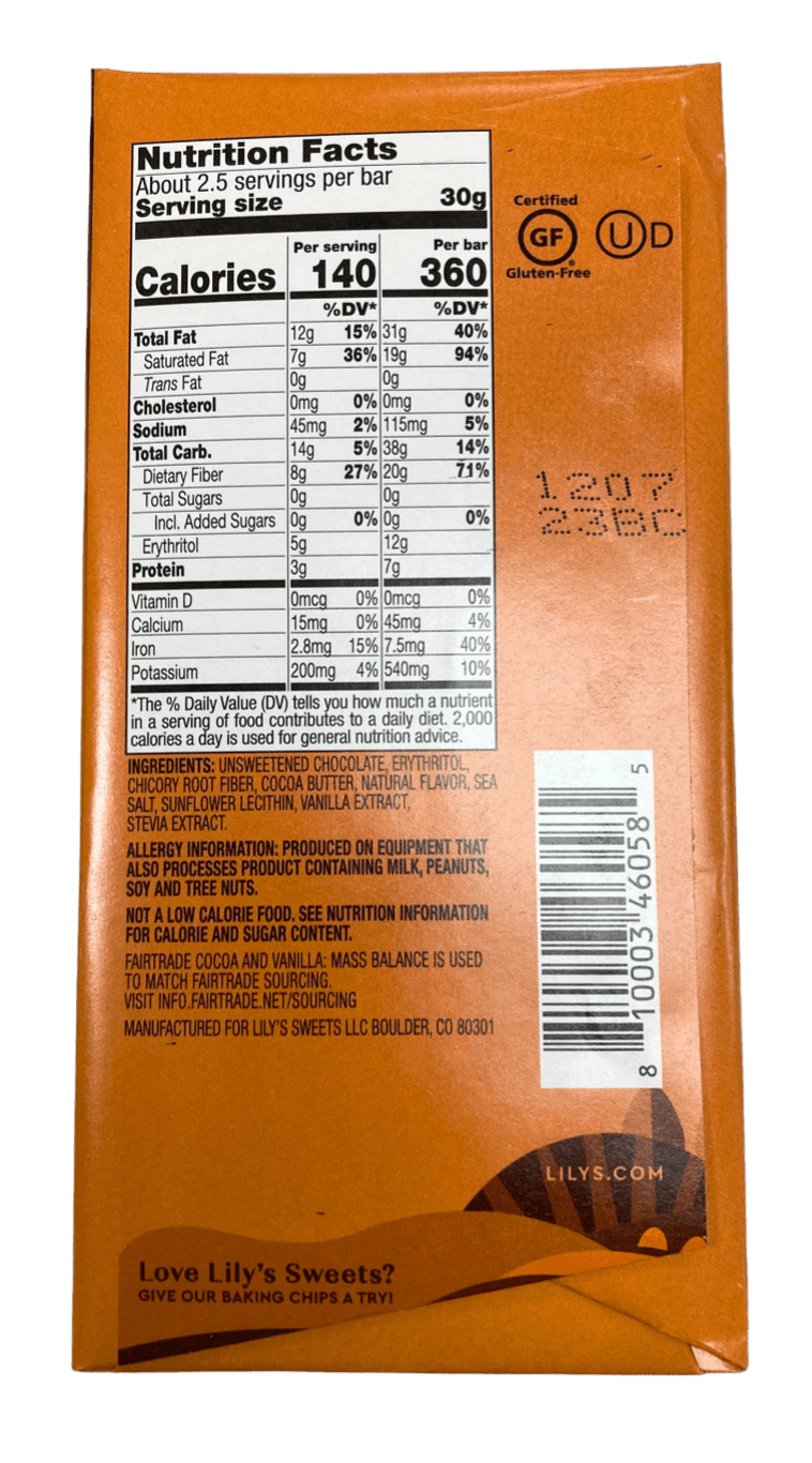Chocolate Bars, Dark, Stevia Sweetened, Lily&