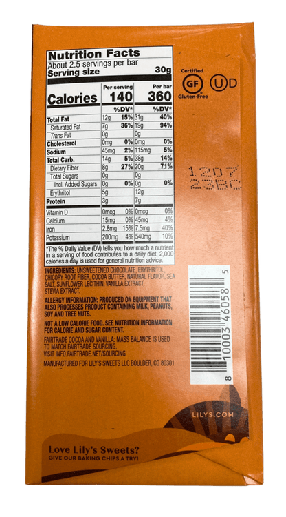 Chocolate Bars, Dark, Stevia Sweetened, Lily&
