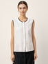 Linen-Lyocell Contrast Trim Pleated Sleeveless Top JUNIPER by LINTICO