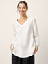 Linen-Lyocell V-Neck Button Detail Overtop ODETTE by LINTICO