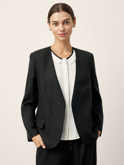 Linen-Lyocell Relaxed V-neck Tailored Blazer VERITY by LINTICO