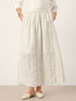 Linen Striped Contrast Trim A-Line Bohemian Skirt with Lining ISMERIE by LINTICO