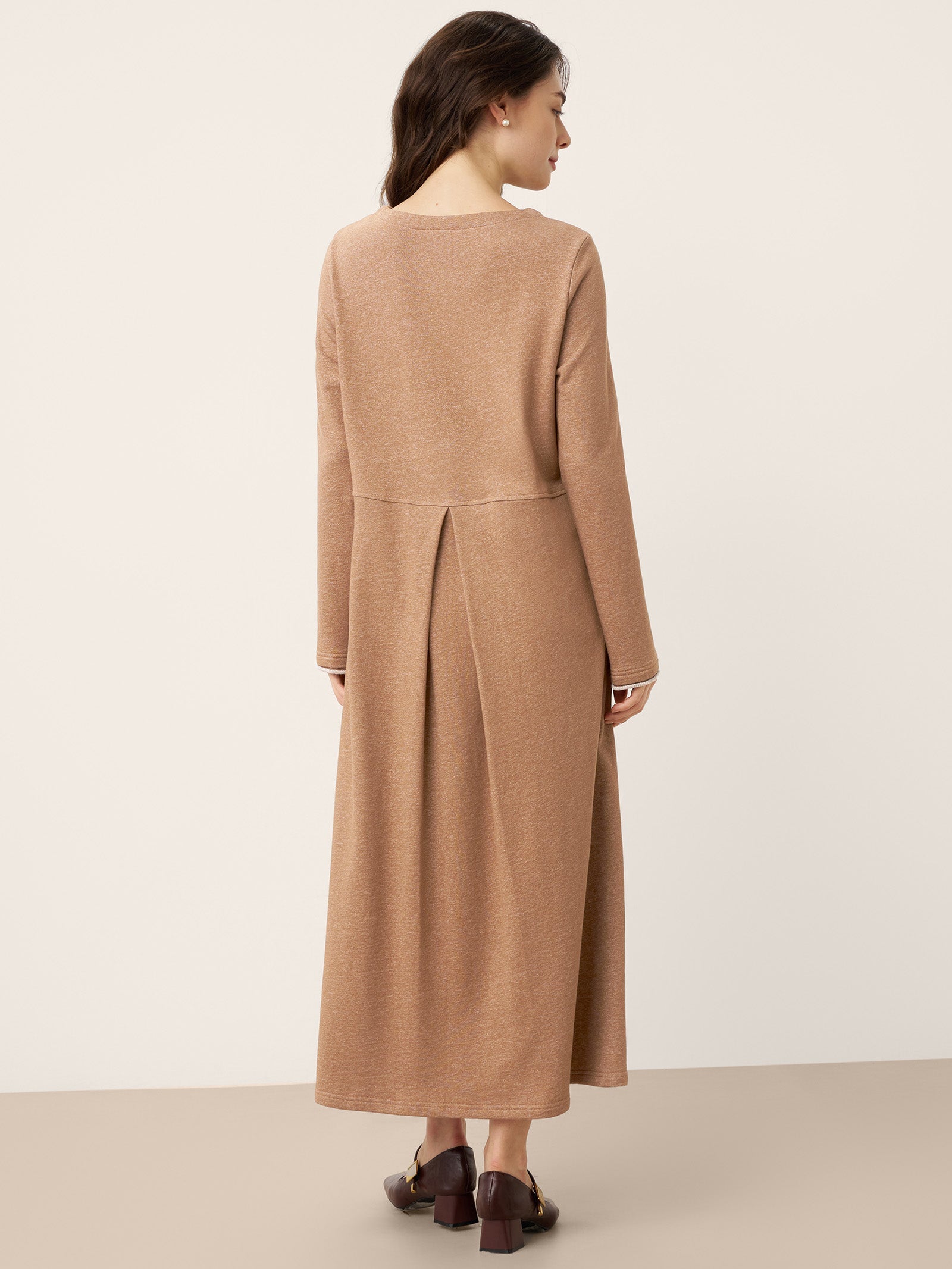Linen Cotton Colorblock Trim Pocket Maxi Dress CLEMENTINE by LINTICO