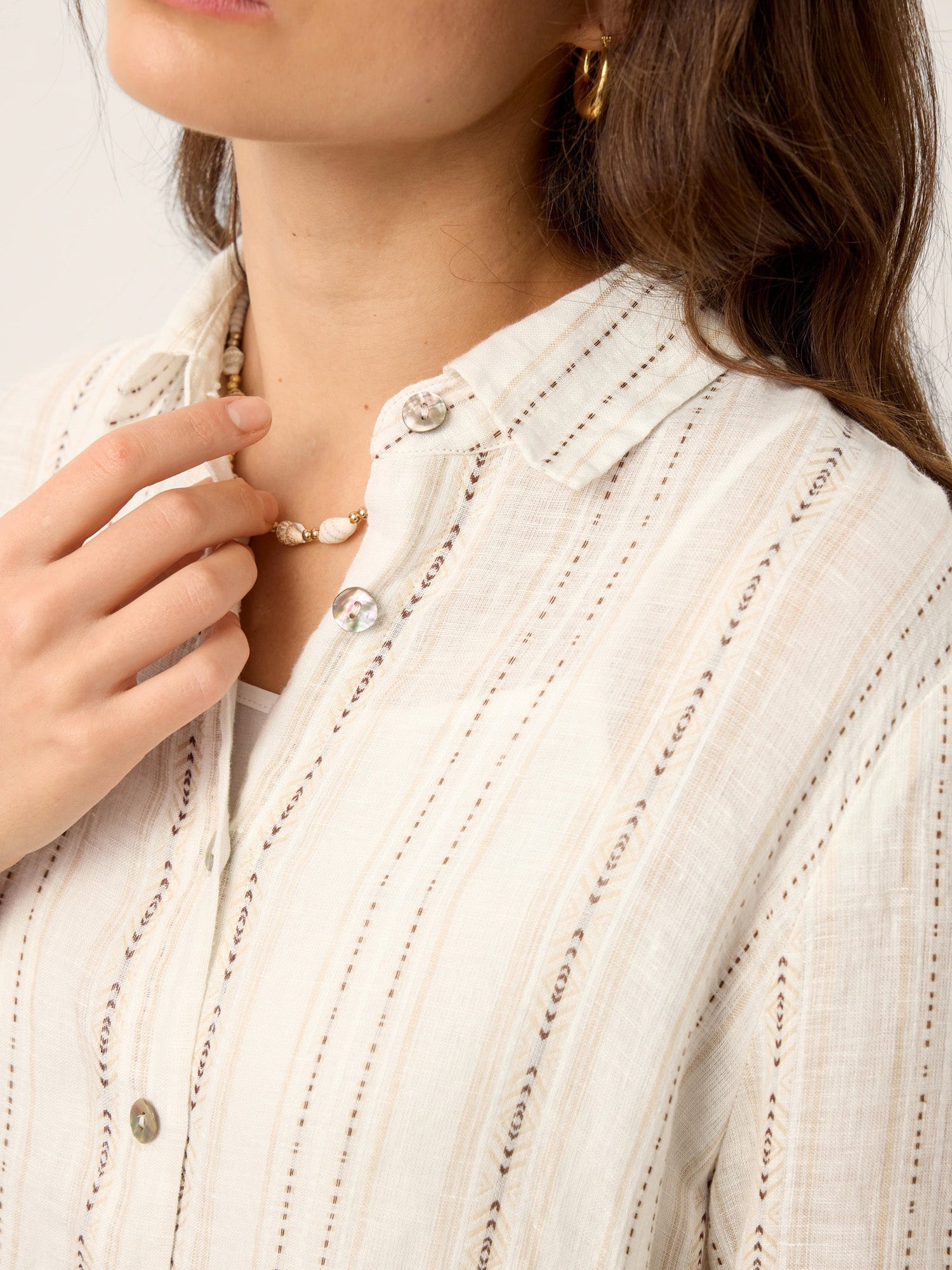 Linen Striped Tab-Sleeve Bohemia Shirt Dress BLYTHE by LINTICO
