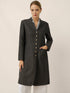 Linen Mandarin Collar Button-Up Long Shirt Jacket JORDAN by LINTICO
