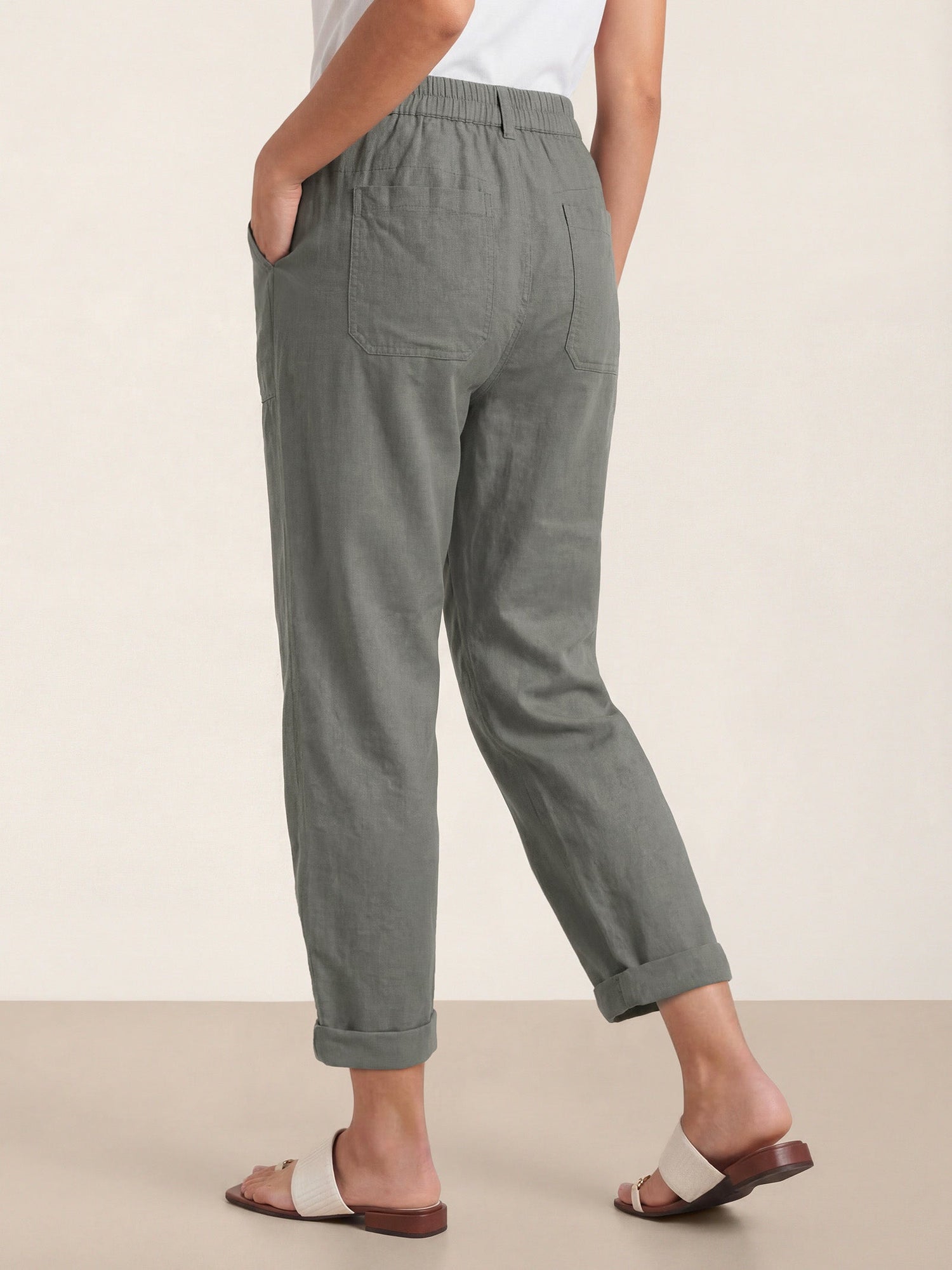 Linen Simple Button Fly Trousers HEIDI by LINTICO