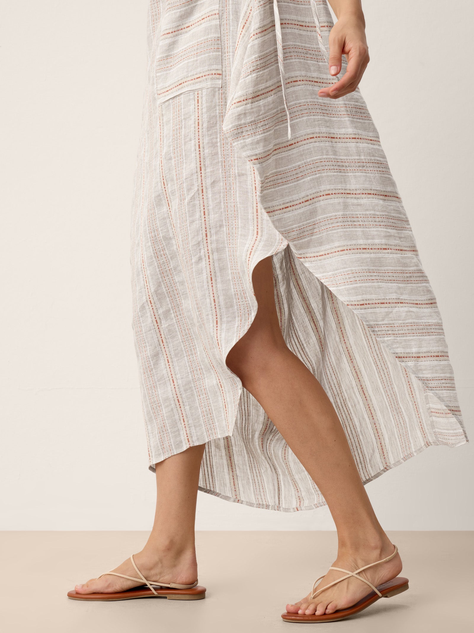 Linen Asymmetric Drawstring Midi Dress NADIA by LINTICO