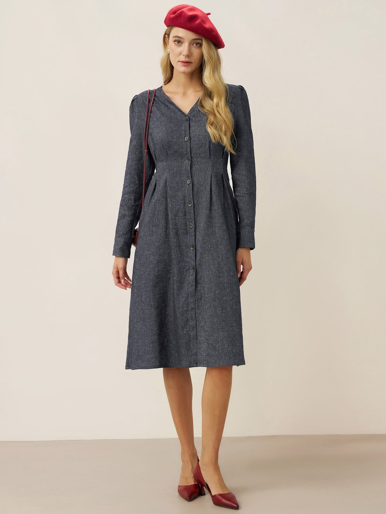 Linen Denim Texture Jacket Dress HANNAH by LINTICO