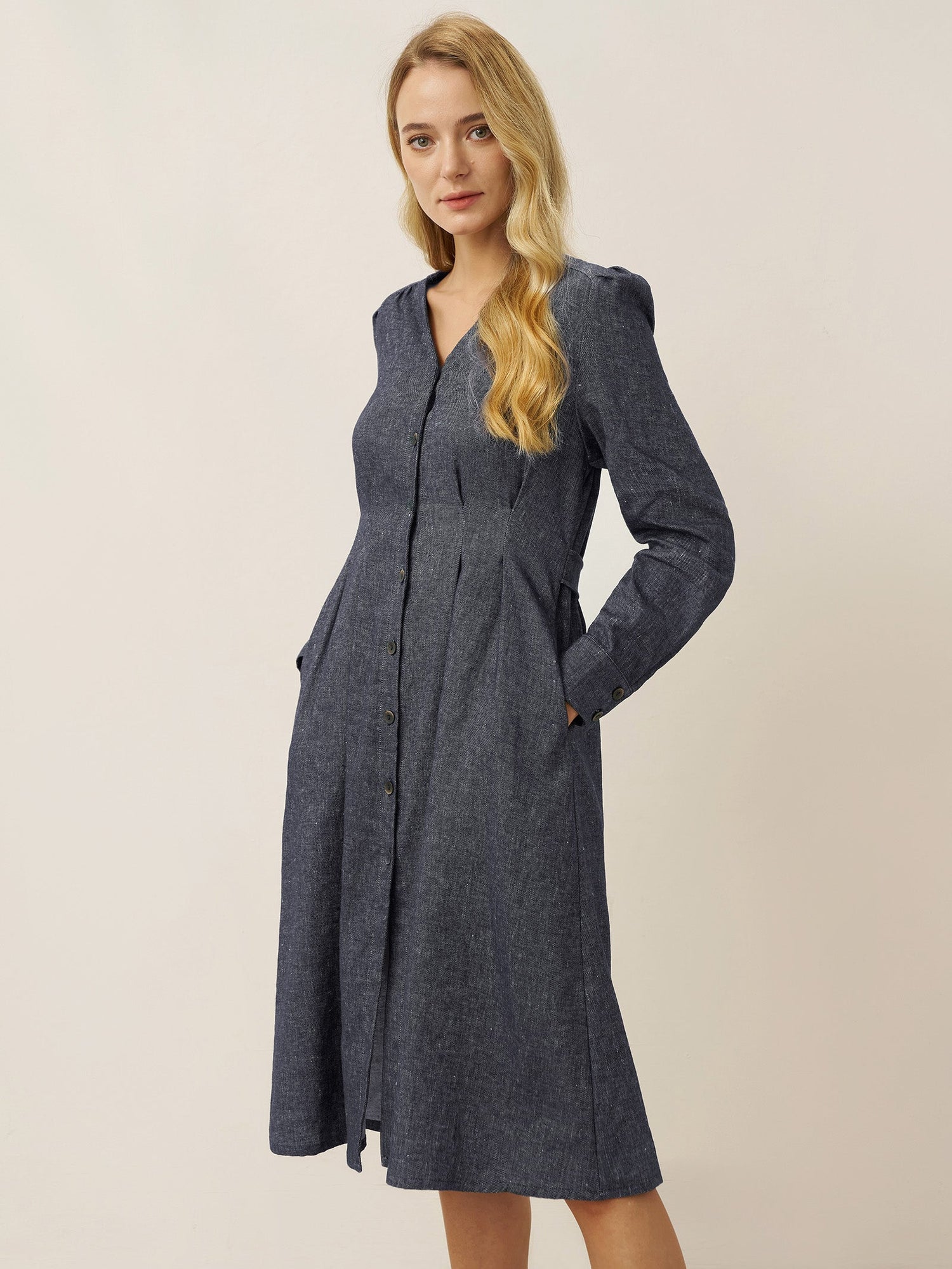 Linen Denim Texture Jacket Dress HANNAH by LINTICO