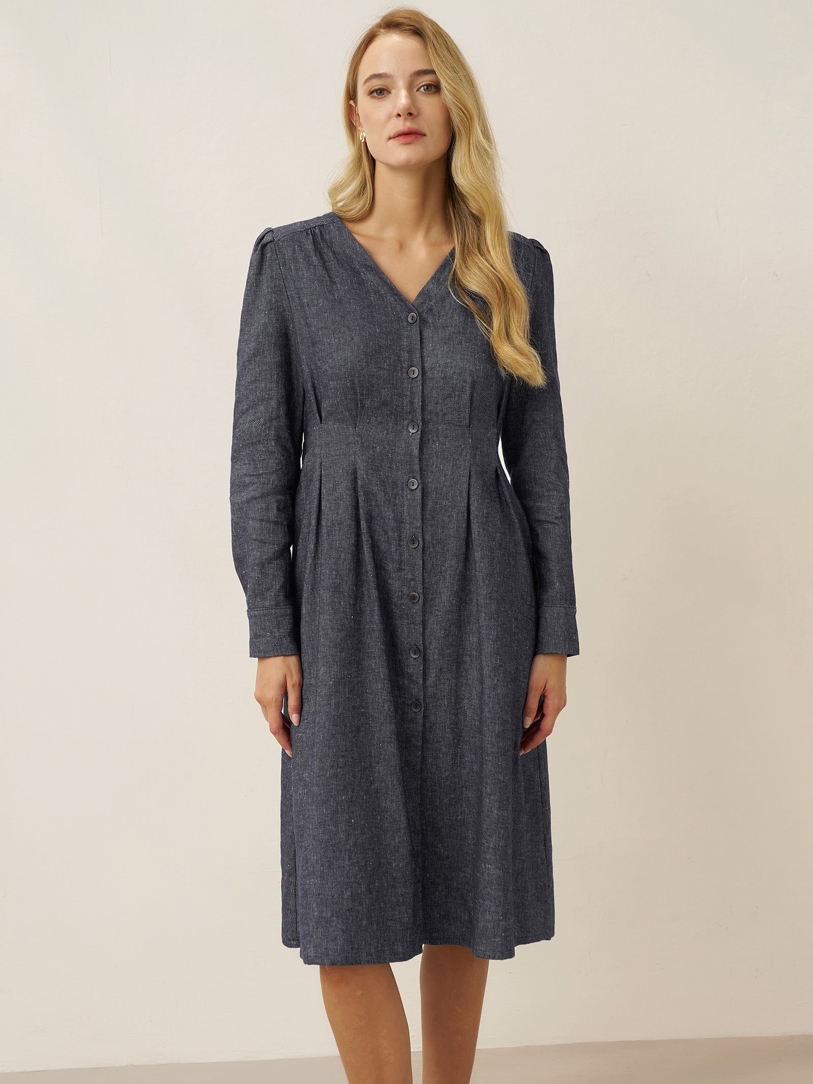 Linen Denim Texture Jacket Dress HANNAH by LINTICO