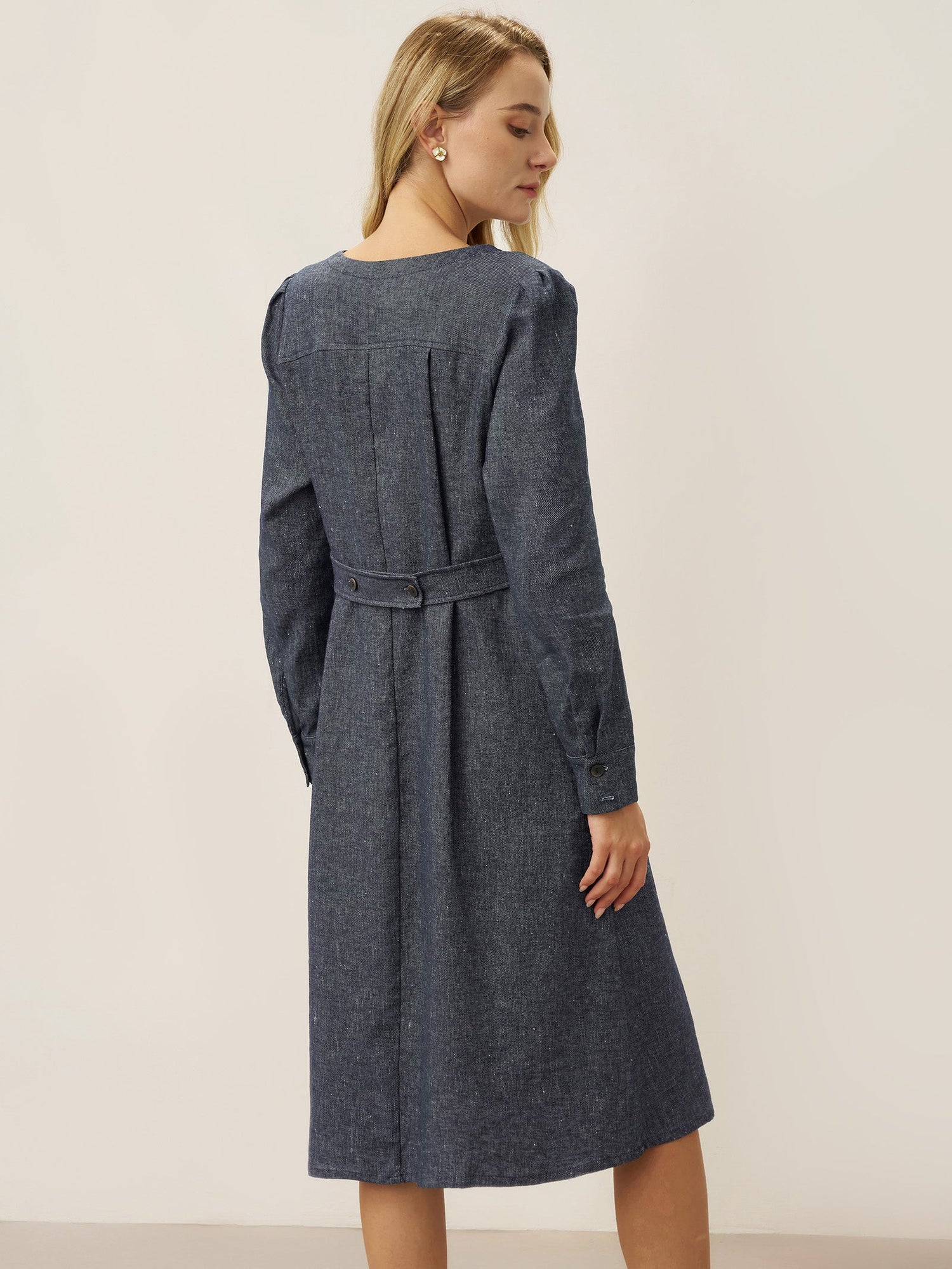 Linen Denim Texture Jacket Dress HANNAH by LINTICO