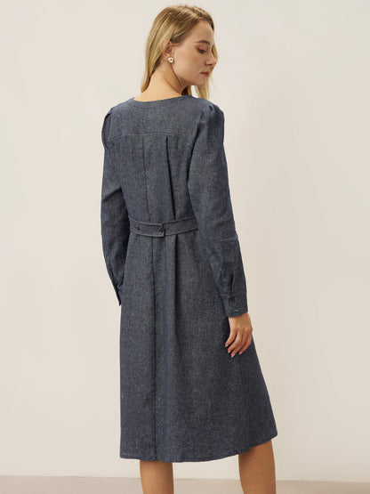Linen Denim Texture Jacket Dress HANNAH by LINTICO