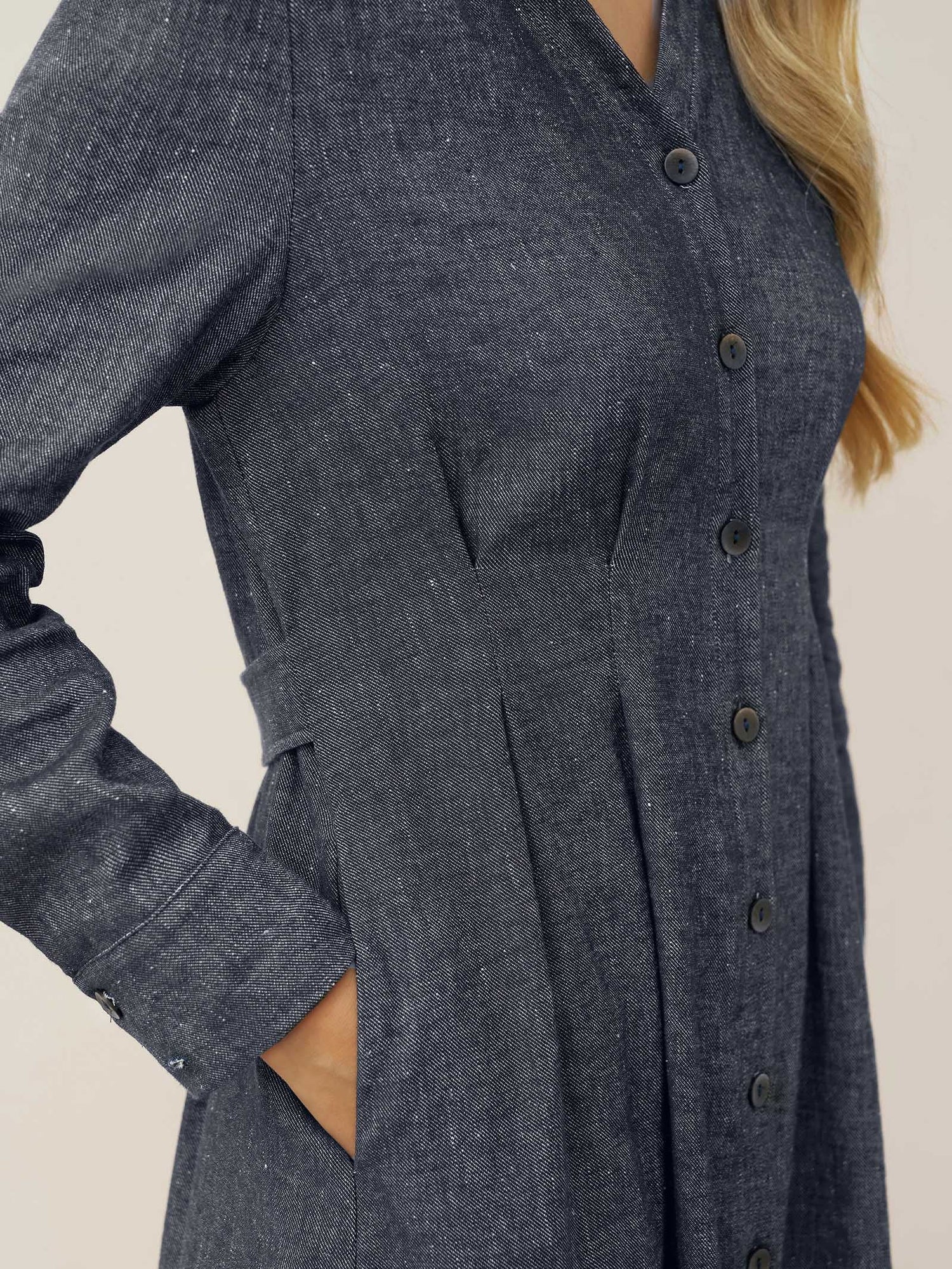 Linen Denim Texture Jacket Dress HANNAH by LINTICO