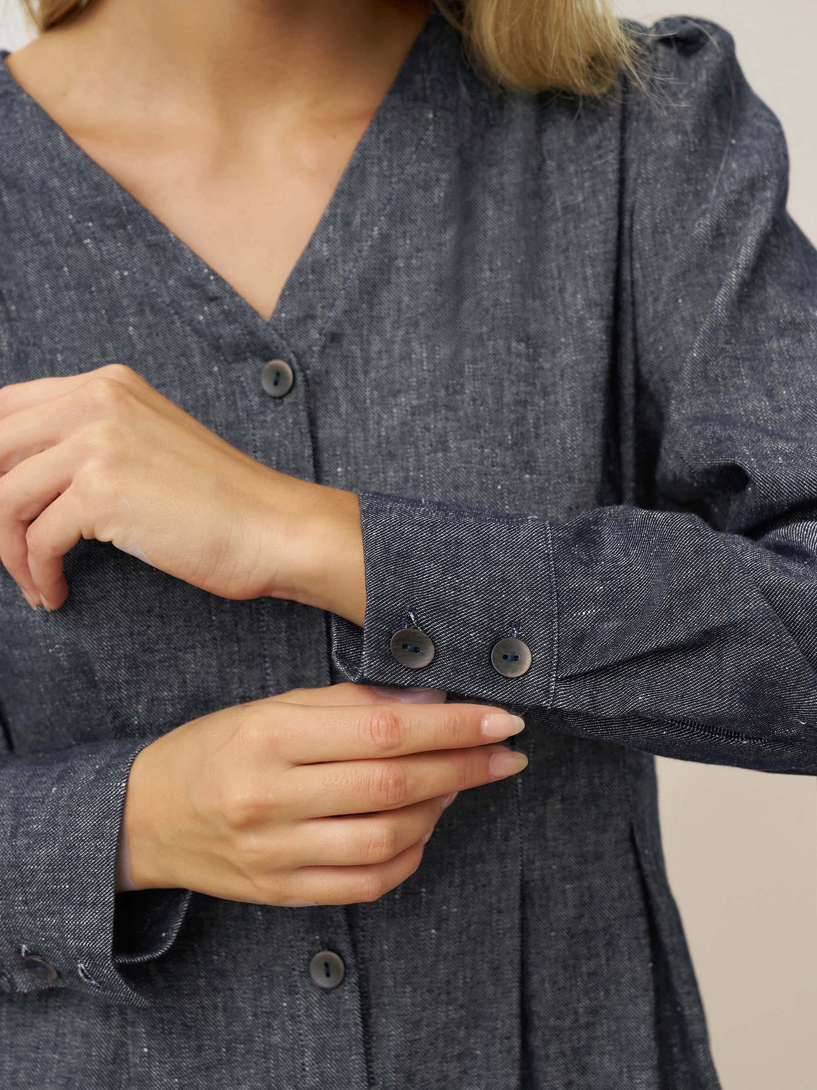 Linen Denim Texture Jacket Dress HANNAH by LINTICO