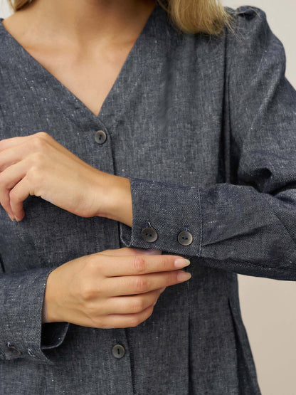 Linen Denim Texture Jacket Dress HANNAH by LINTICO