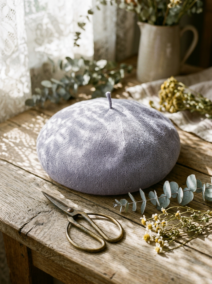 Linen Knit Beret Hat for Women Lightweight Breathable Summer Artist Cap by LINTICO