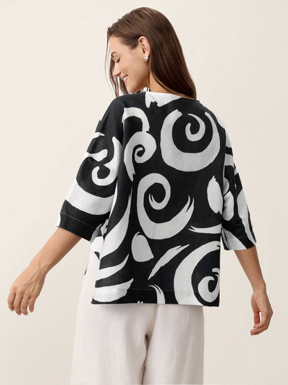 Linen Layered Asymmetric Top NOREEN by LINTICO