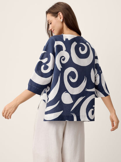 Linen Layered Asymmetric Top NOREEN by LINTICO