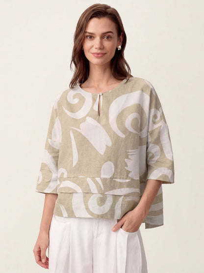 Linen Layered Asymmetric Top NOREEN by LINTICO
