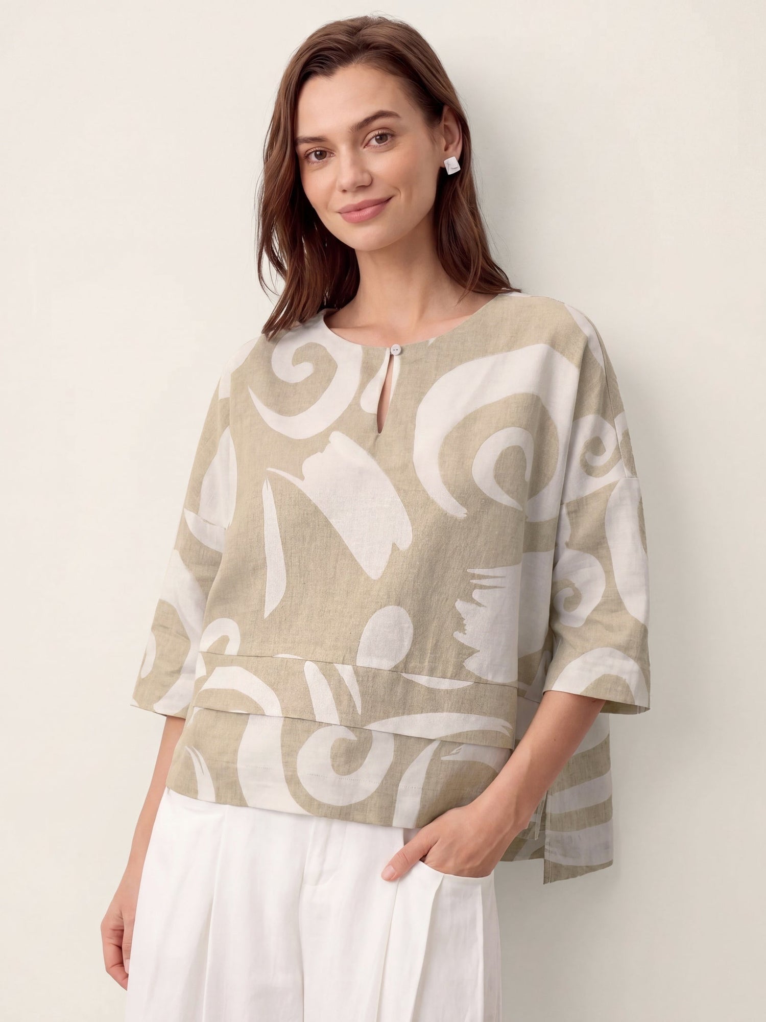 Linen Layered Asymmetric Top NOREEN by LINTICO