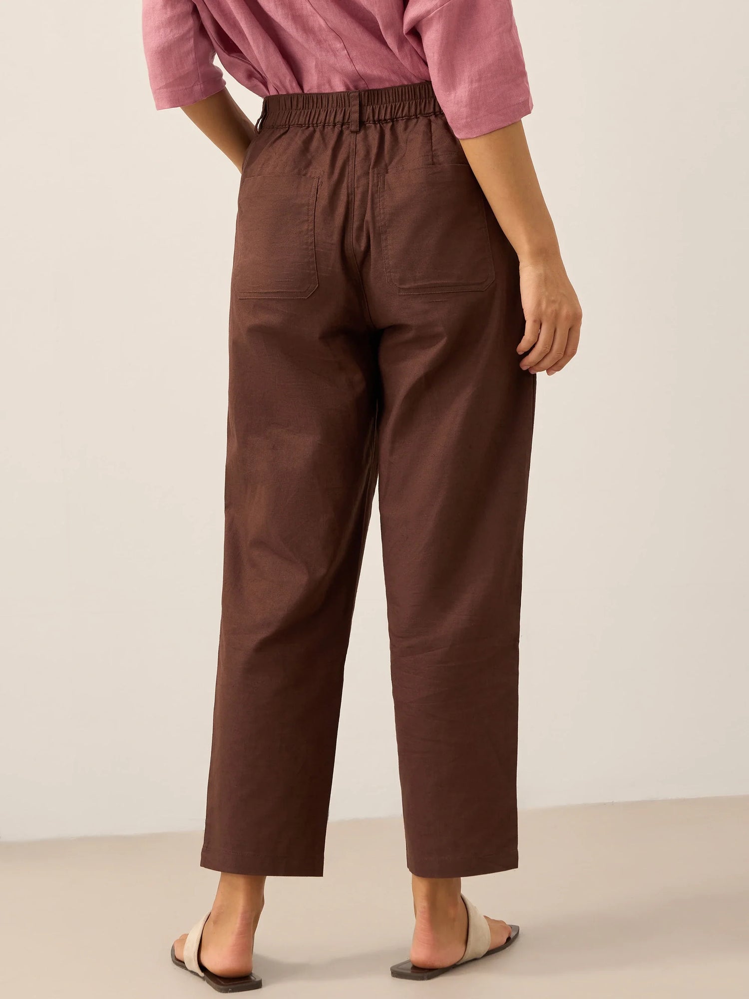 Linen Simple Button Fly Trousers HEIDI by LINTICO
