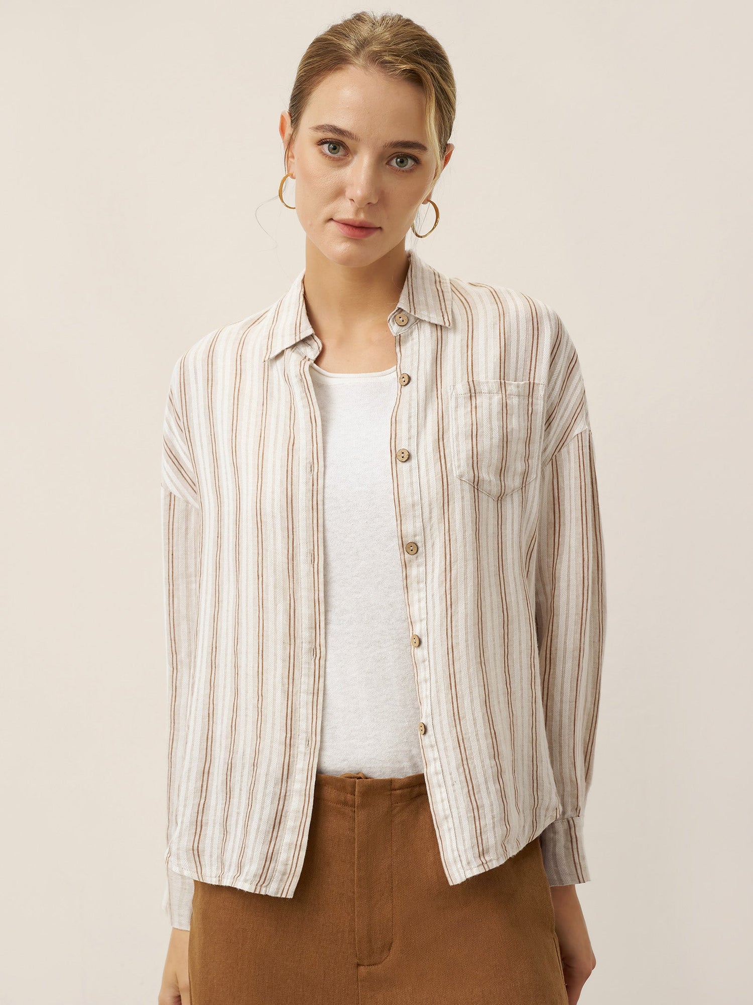 Linen Striped Drop Shoulder Shirt KENNEDY by LINTICO