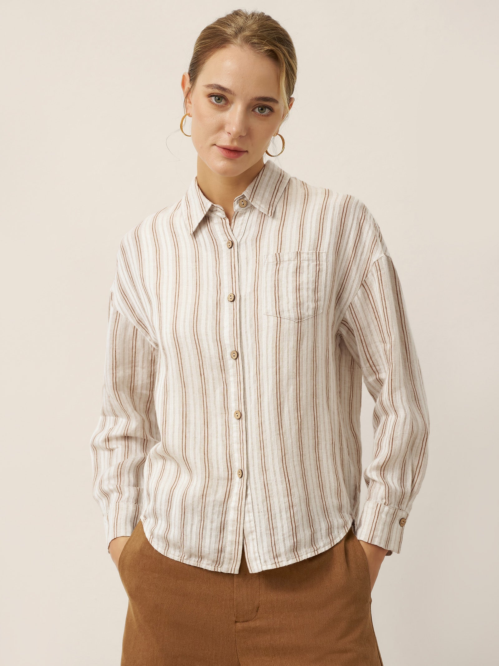 Linen Striped Drop Shoulder Shirt KENNEDY by LINTICO