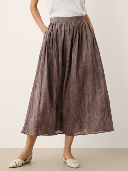 Lyocell Textured Pleated Waist Skirt ROSAMUND by LINTICO