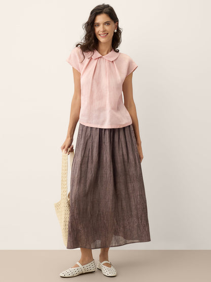 Lyocell Textured Pleated Waist Skirt ROSAMUND by LINTICO
