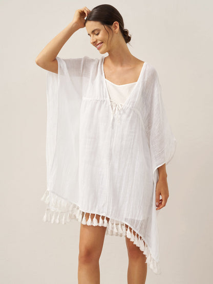 Linen V-Neck Cover-Up and Slip Dress Set CASS by LINTICO