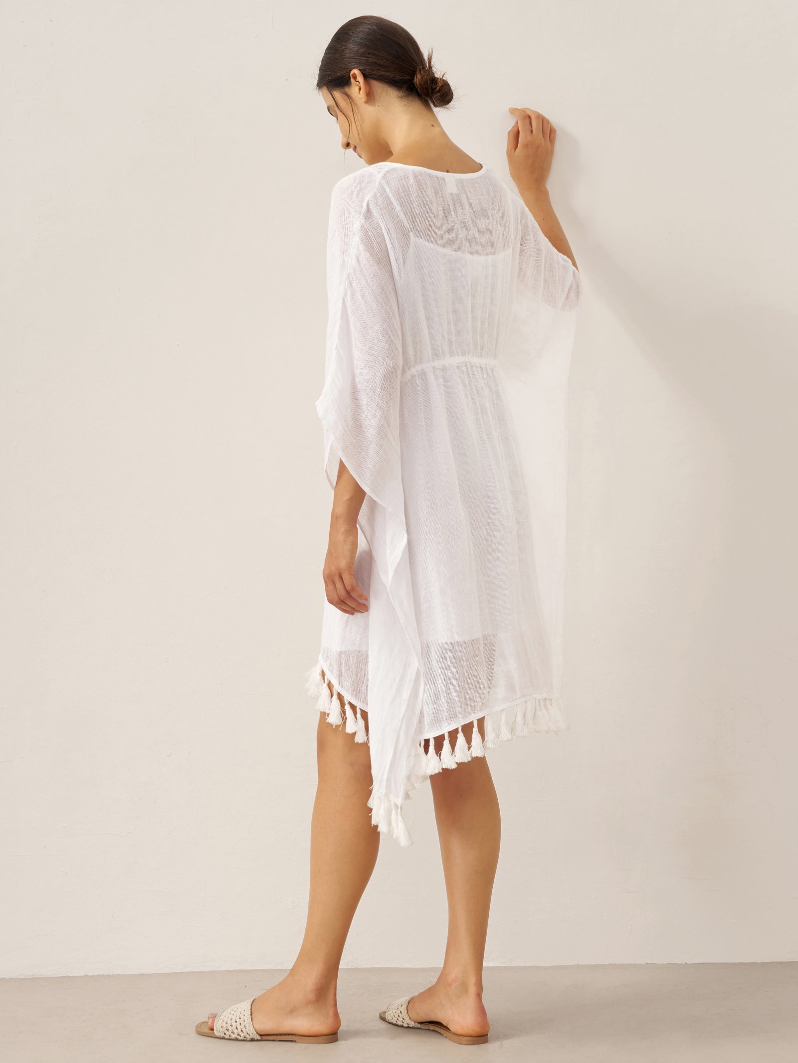 Linen V-Neck Cover-Up and Slip Dress Set CASS by LINTICO