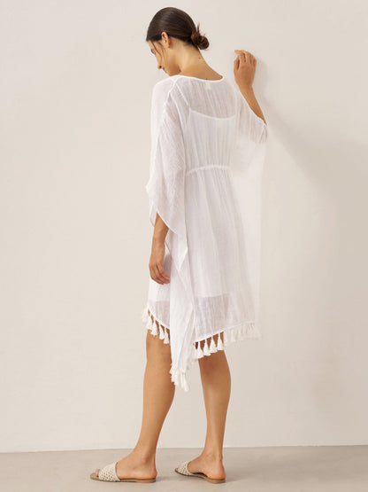 Linen V-Neck Cover-Up and Slip Dress Set CASS by LINTICO