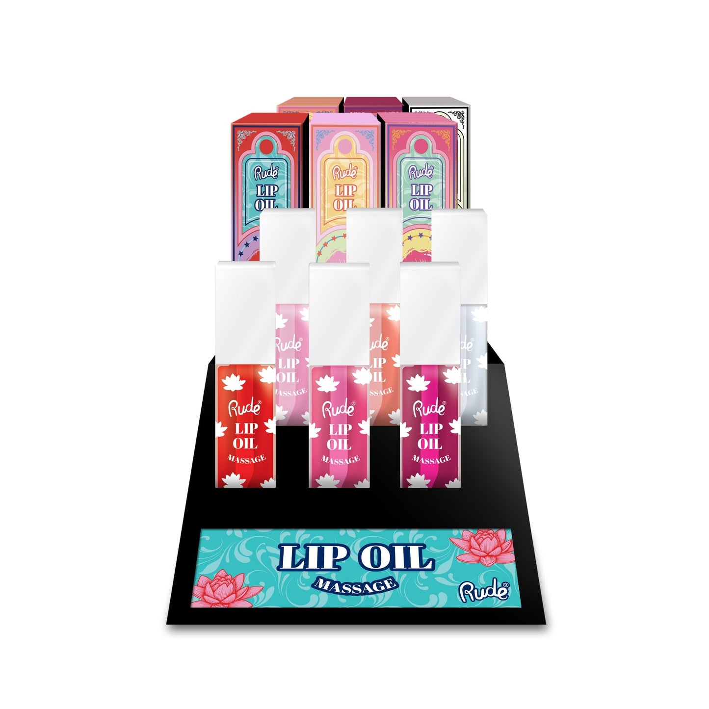 RUDE Lip Oil Massage Lip Oil Display Set, 48 pcs - Display Set - DestGlow