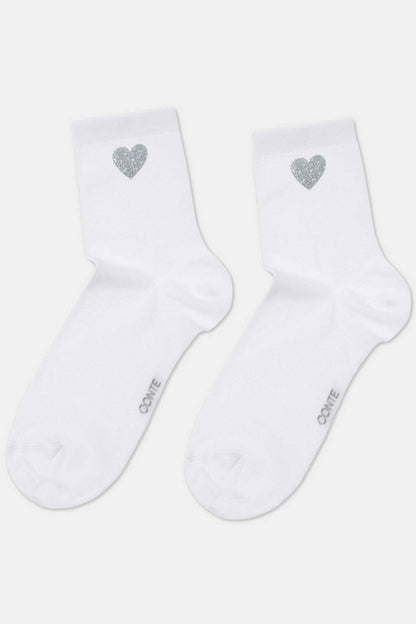 Cotton Socks Conte Classic 427 - Shimmering Heart Pattern