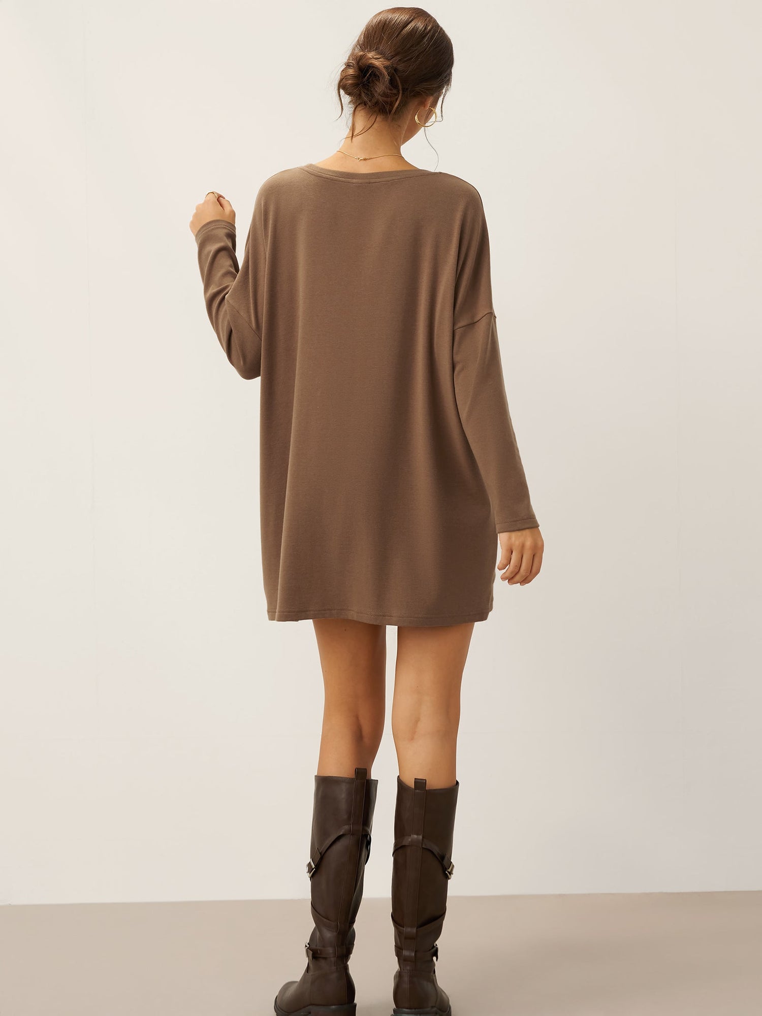 Lenzing Tencel Modal® Long Drop Shoulder Stretch Pullover Top with Patch Pockets  DestGlow
