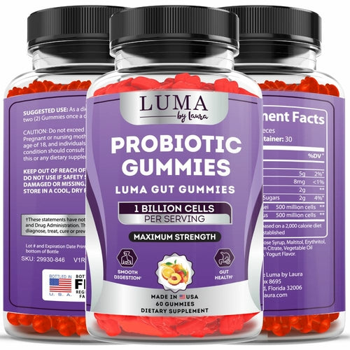 Luma Gut Gummies - Probiotic Gummies for Digestive Health, Gas & Bloating Relief