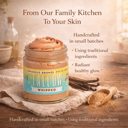 Luminous Bronze Whipped Tallow Moisturizer - Natural Bronzing Body Butter with Mica by Lady May Tallow