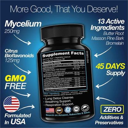 Lung Cleanse Detox, 60 Day Cleanse - Supports Lung Health Within Bronchial &amp; Respiratory Systems