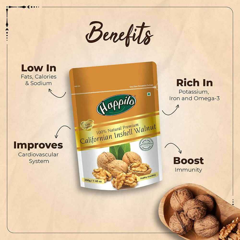 Happilo Premium Californian Almonds, Whole Cashews, Raisins &amp; Walnuts Inshell Combo